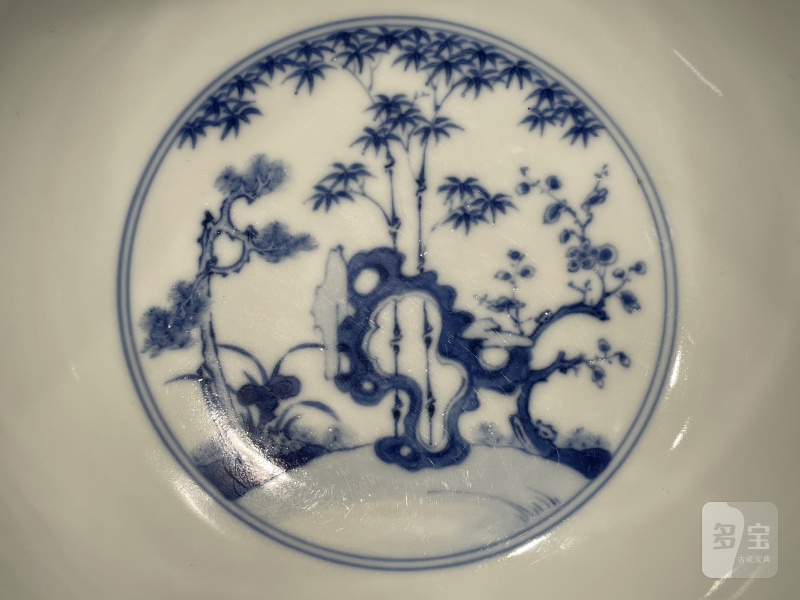 清雍正 青花十八学士墩式碗 - 图7